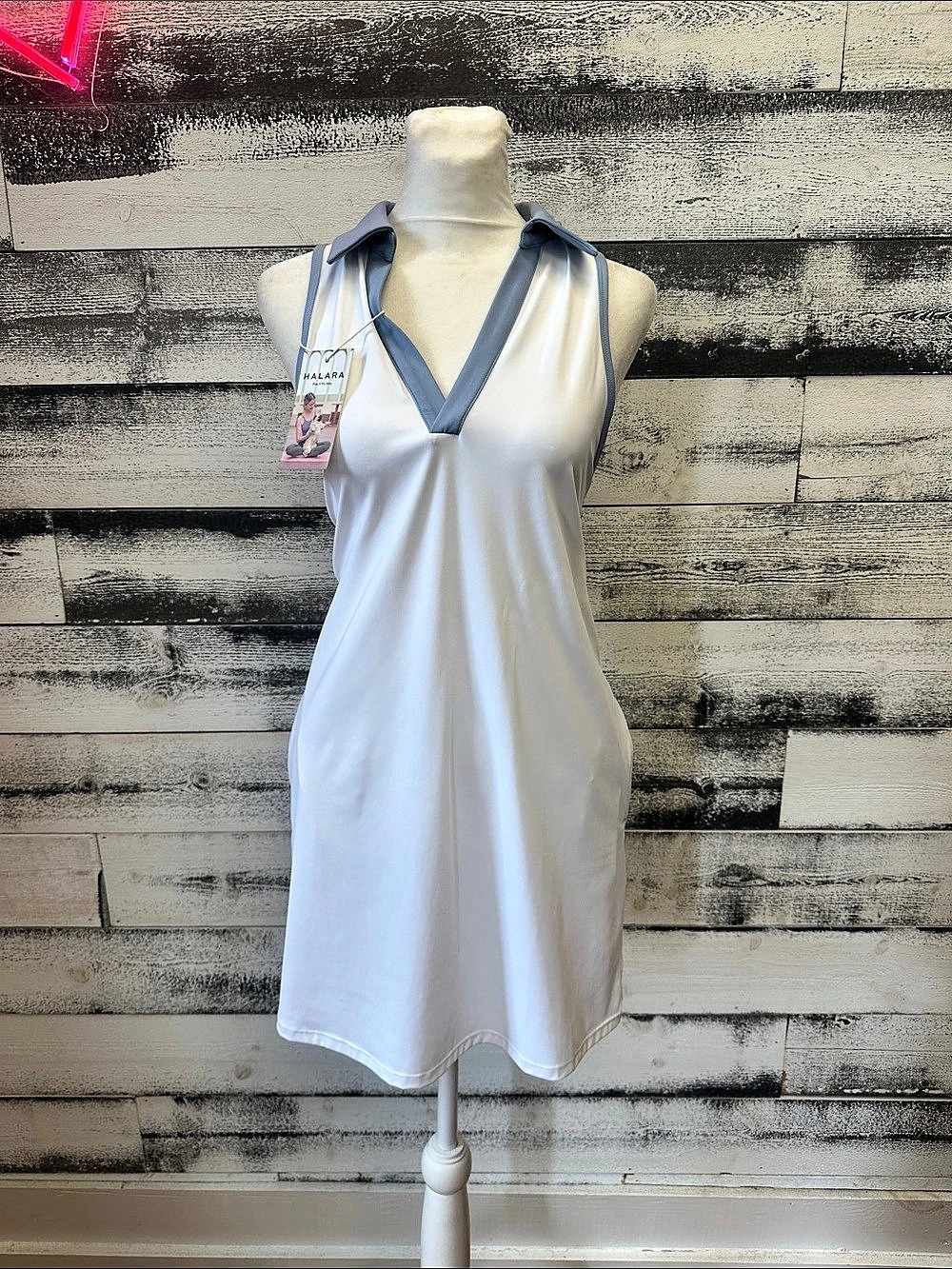 HALARA White & Blue Mini Dress Size Small NWT